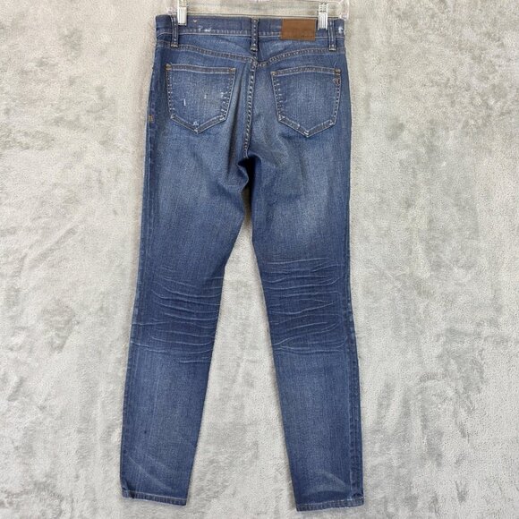 Madewell Skinny Skinny Jeans Womens 27 Blue Stretch Distressed Denim Mid Rise - Picture 8 of 12